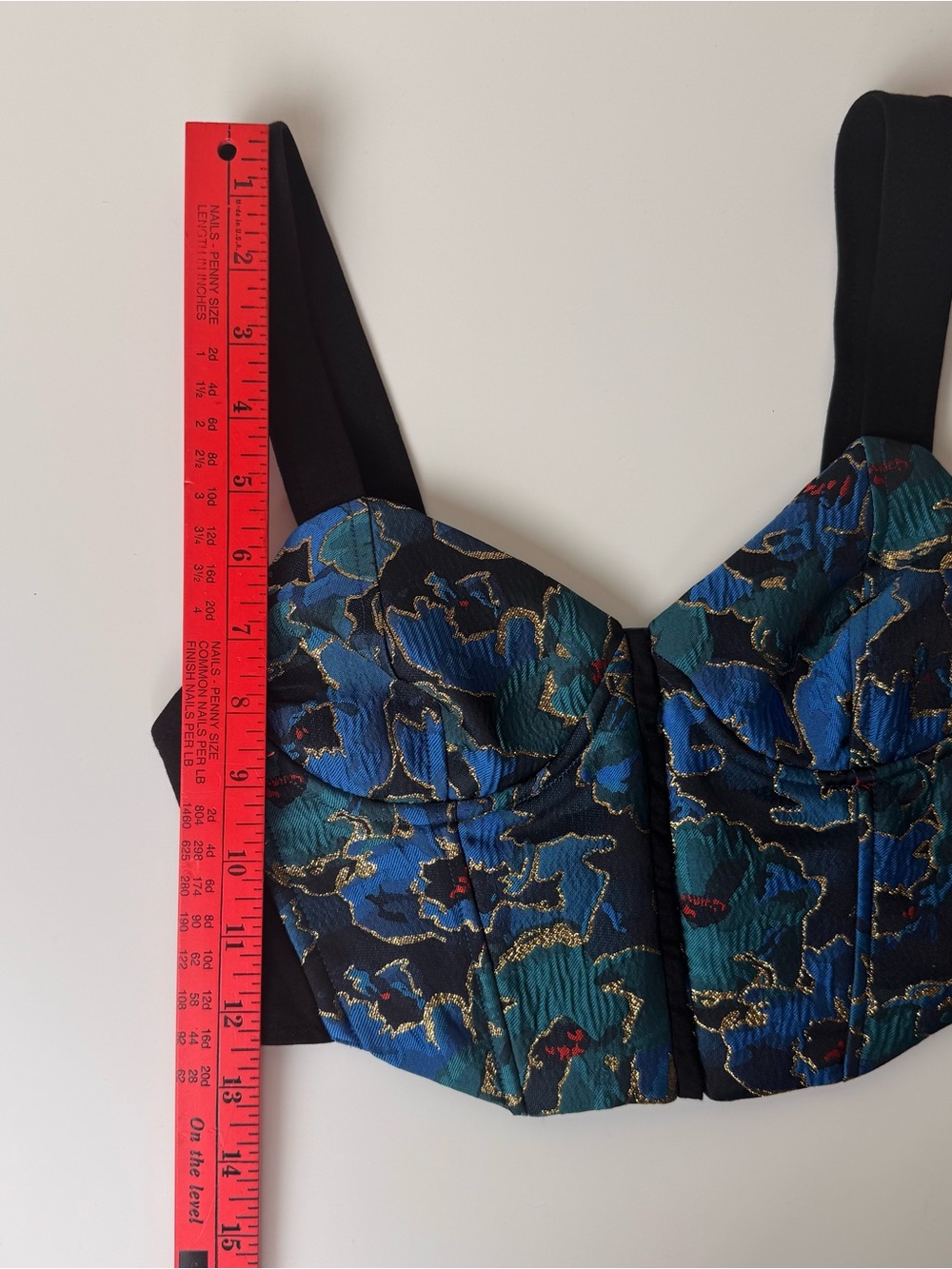 ZARA Y2K Jacquard Corset Bustier Crop Top Blue Gold Size: S - Picture 8 of 8